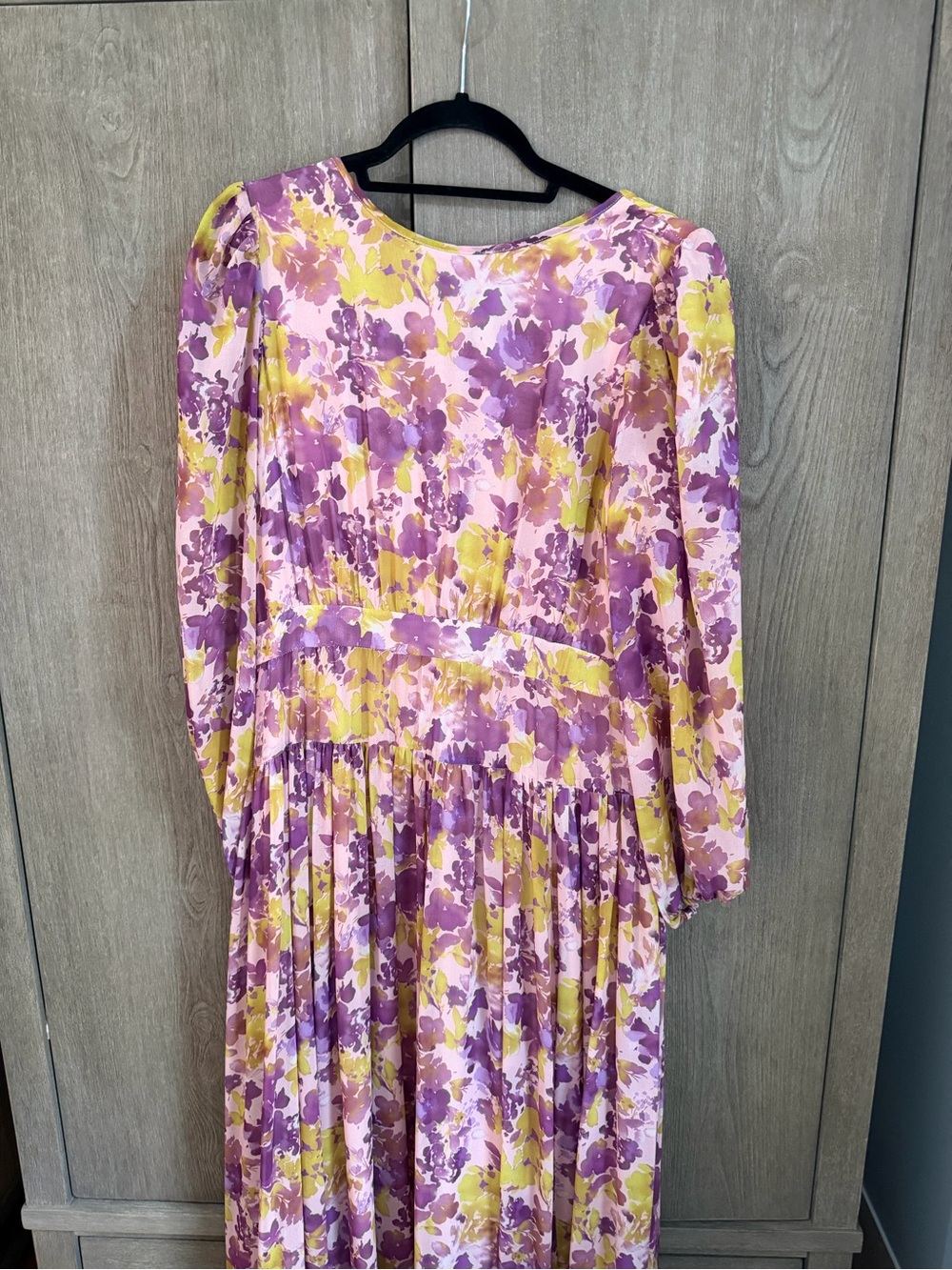 Women’s Floral Long-Sleeve Dress in Pink, Purple & Yellow size 10